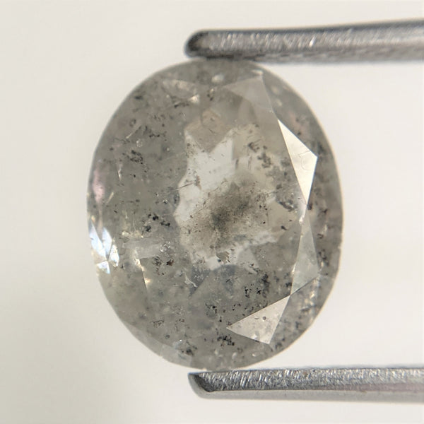 3.51 Ct Natural loose diamond Oval Shape Salt and Pepper, 10.45 mm x 8.67 mm x 4.40 mm Gray Rose-Cut Oval shape natural diamond, SJ88-05