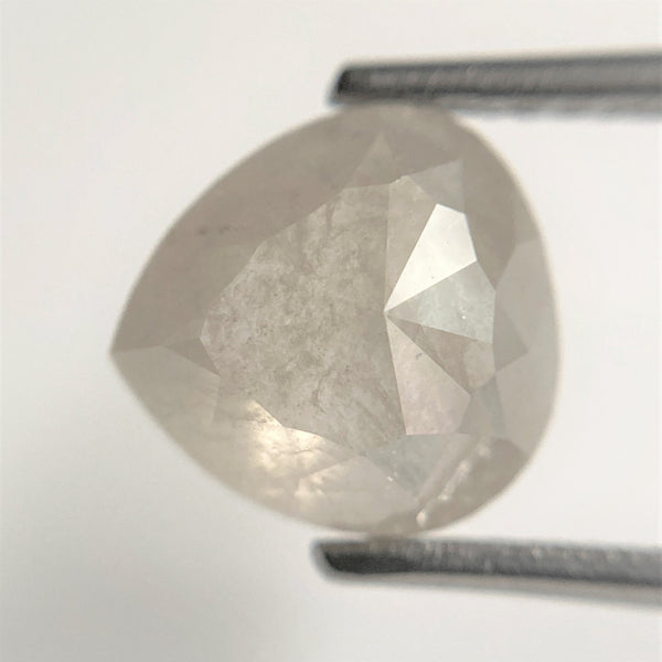 3.49 Ct Pear Shape natural loose diamond, salt and pepper diamond, 9.17 mm x 8.83 mm x 4.90 mm Flat-base pear shape natural diamond SJ88-39