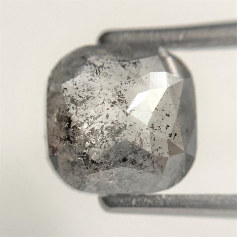 2.02 Ct Natural Diamond Cushion Shape Salt and Pepper, 7.46 mm x 7.31 mm x 3.49 mm Fancy Grey Rose Cut Natural Loose Diamond SJ88-51