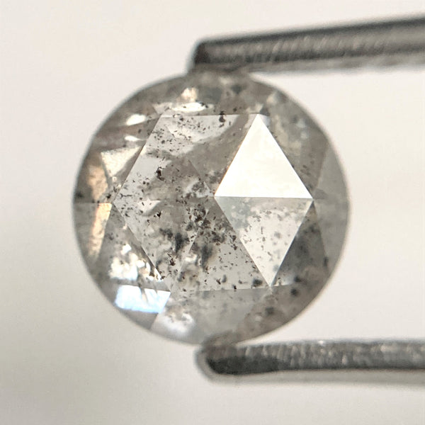 1.42 Ct Round Rose Cut Salt and Pepper Diamond: Fancy Grey