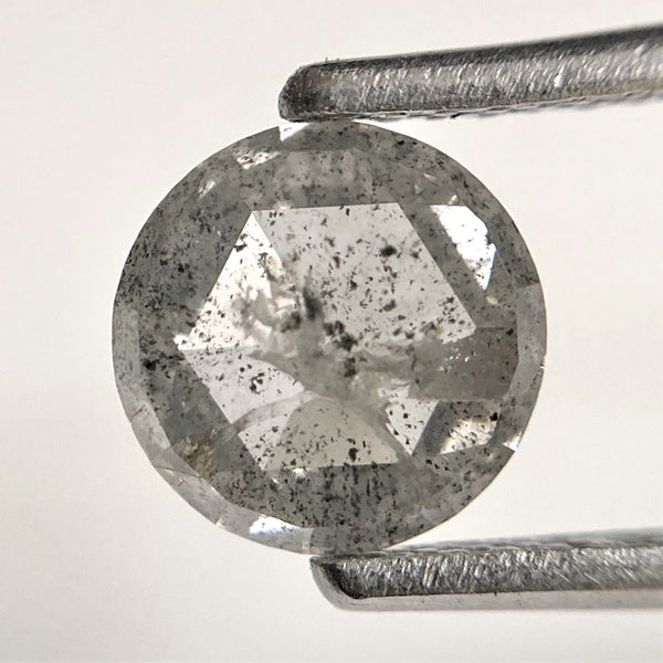 1.42 Ct Round Rose Cut Salt and Pepper Diamond: Fancy Grey
