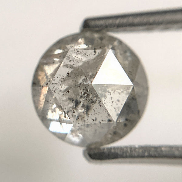 1.42 Ct Round Rose Cut Salt and Pepper Diamond: Fancy Grey
