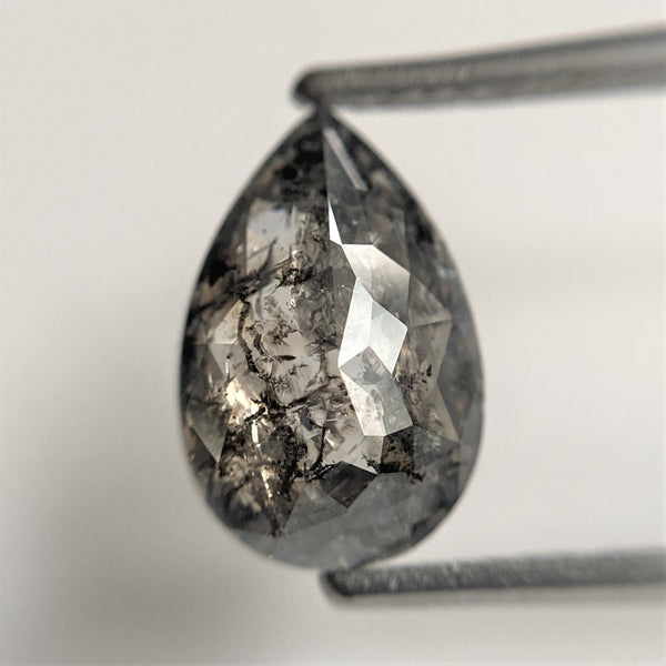 3.02 Ct Pear Shape natural loose diamond, salt and pepper diamond, 11.29 mm x 7.32 mm x 4.38 mm Full-cut pear shape natural diamond SJ101-11