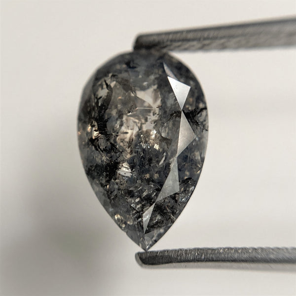 3.02 Ct Pear Shape natural loose diamond, salt and pepper diamond, 11.29 mm x 7.32 mm x 4.38 mm Full-cut pear shape natural diamond SJ101-11