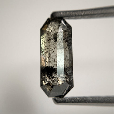 1.36 Ct Emerald Shape Salt and Pepper Natural Diamond, 10.14 mm x 4.26 mm x 2.81 mm, Natural Loose Diamond, Emerald Cut Diamond, SJ101-25