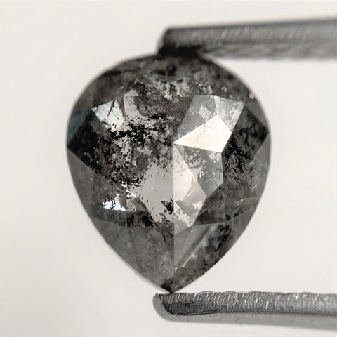 1.43 Ct Pear Shape natural loose diamond, salt and pepper diamond, 8.15 mm x 6.84 mm x 3.16 mm, Pear shape natural diamond SJ101-27