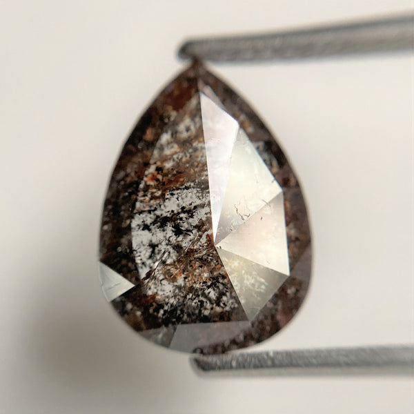 3.27 Ct Pear Shape natural loose diamond, salt and pepper diamond, 12.09x8.68x3.78mm Brown Rose-cut pear shape natural diamond SJ101-02