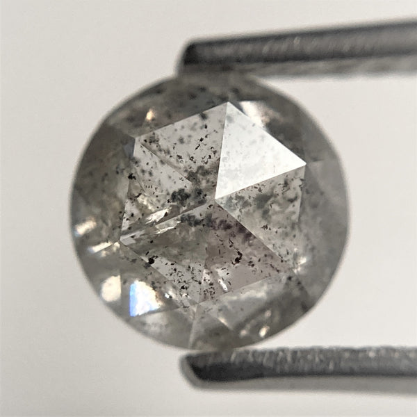 1.42 Ct Round Rose Cut Salt and Pepper Diamond: Fancy Grey