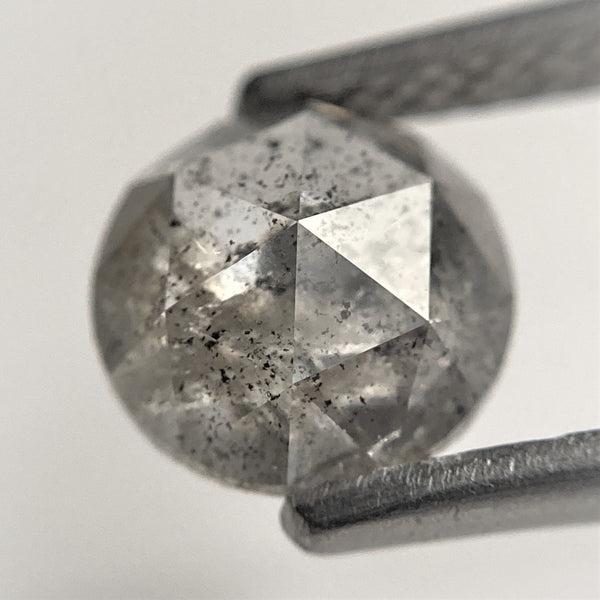 1.42 Ct Round Rose Cut Salt and Pepper Diamond: Fancy Grey