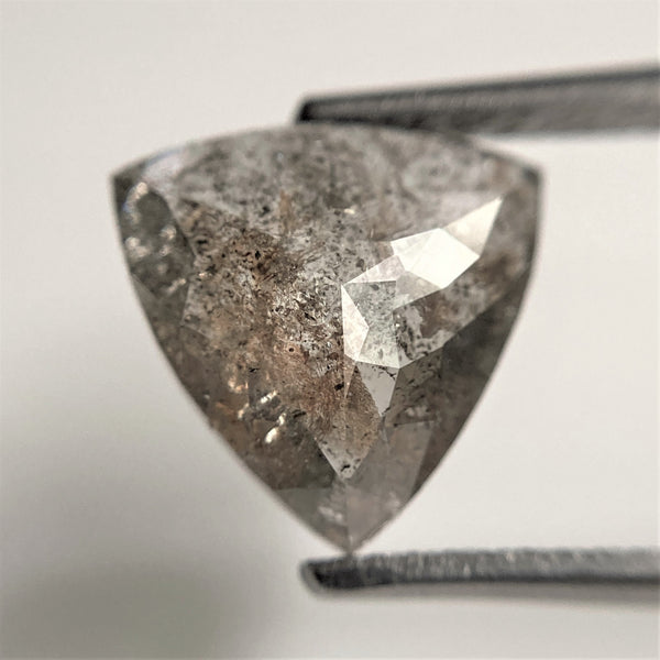 2.85 Ct Triangle Shape Salt and Pepper Natural Loose Diamond 9.71 mm x 9.90 mm x 3.71 mm, Salt and Pepper Color Polished Diamond SJ101-09