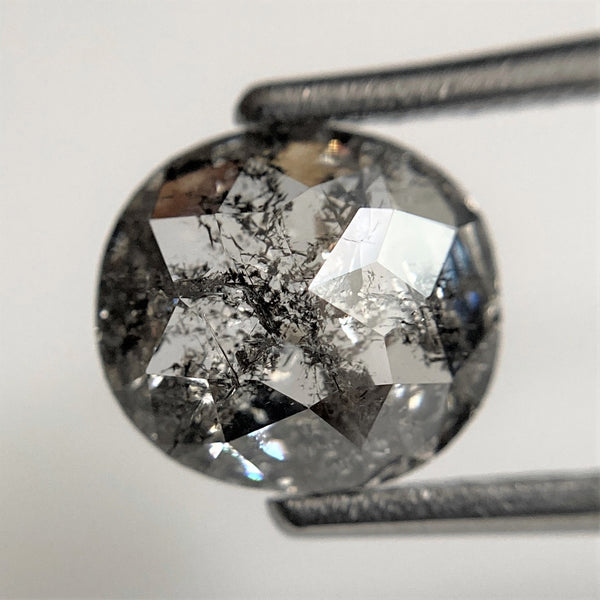 2.22 Ct Oval shape rose cut salt and pepper natural loose diamond, 8.17 mm x 7.43 mm x 3.91 mm Full-Rose Cut Natural Diamond, SJ101/20