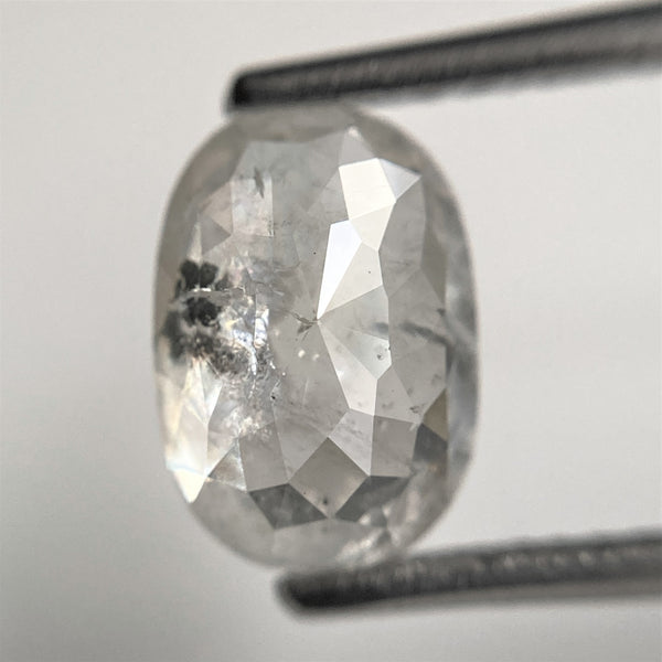 2.41 Ct Oval shape white gray salt and pepper natural loose diamond, 9.01 mm x 6.31 mm x 4.16 mm Full-Rose Cut Natural Diamond, SJ101-47