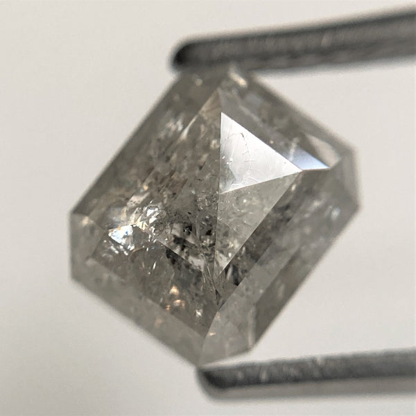 2.21 Ct Emerald Shape Salt and Pepper Natural Diamond, 7.12 x 5.92 x 4.18 mm, Natural Loose Diamond, Emerald Cut Diamond, SJ101-48