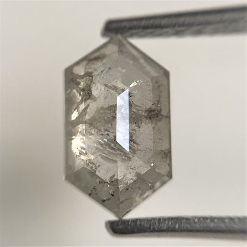 1.49 Ct Hexagon shape salt and pepper natural loose diamond, 9.51 x 5.55 x 2.96 mm Hexagonal natural diamond SJ101-36