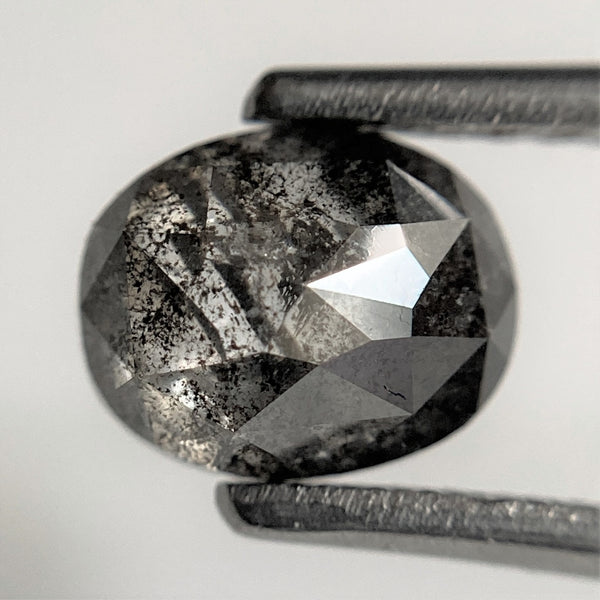 1.42 Ct Oval shape salt and pepper natural loose diamond, 6.93 x 5.56 x 3.73 mm, Full-Rose Cut Oval Natural Diamond, SJ101-57