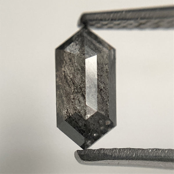 0.60 Ct Hexagon shape salt and pepper natural loose diamond, 8.00 mm x 3.86 mm x 2.04 mm, Hexagonal natural diamond SJ101-67