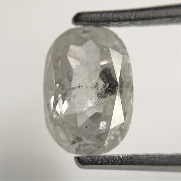 2.41 Ct Oval shape white gray salt and pepper natural loose diamond, 9.01 mm x 6.31 mm x 4.16 mm Full-Rose Cut Natural Diamond, SJ101-47