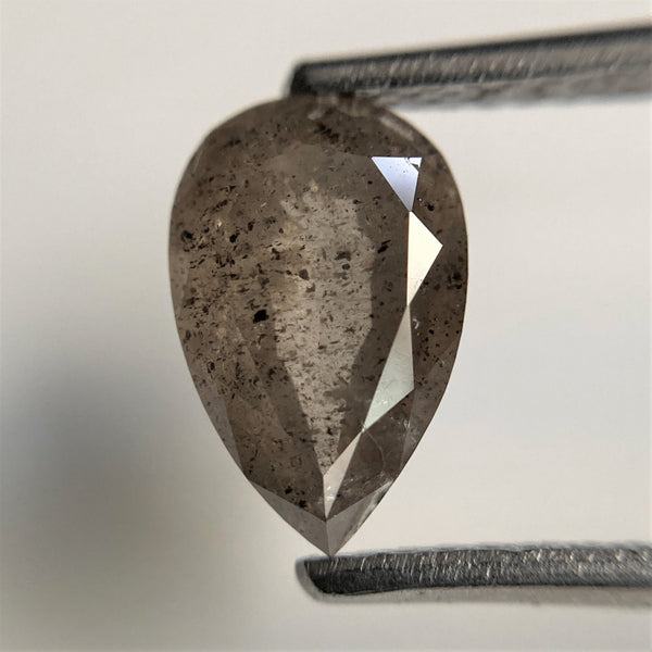 1.56 Ct Pear Shape natural loose diamond, Fancy salt and pepper diamond, 8.91 mm x 5.78 mm x 3.48 mm, Pear shape natural diamond SJ101-50