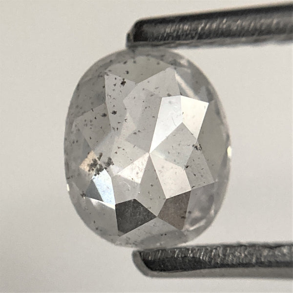 0.72 Ct Oval shape gray salt and pepper natural loose diamond, 6.18 mm x 5.17 mm x 2.34 mm, Full-Rose Cut Oval Natural Diamond, SJ101-79