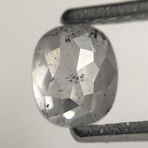 0.99 Ct Oval shape salt and pepper natural loose diamond, 5.86 mm x 4.87 mm x 3.52 mm, Full-Rose Cut Oval Natural Diamond, SJ101-76