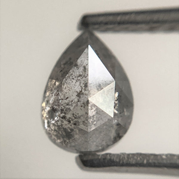 0.91 Ct Pear Shape natural loose diamond, 6.73 mm x 4.83 mm x 3.38 mm, salt and pepper diamond, Pear shape natural diamond SJ101-77