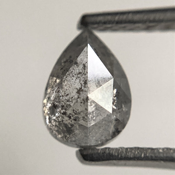 0.91 Ct Pear Shape natural loose diamond, 6.73 mm x 4.83 mm x 3.38 mm, salt and pepper diamond, Pear shape natural diamond SJ101-77