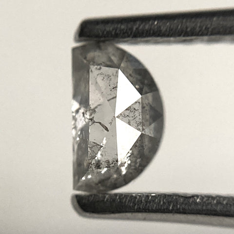 0.43 Ct Natural Loose Diamond Half moon Salt and Pepper 5.42 mm x 3.35 mm x 2.44 mm Flat-Base D-Shape Rose Cut Natural Diamond SJ101-91