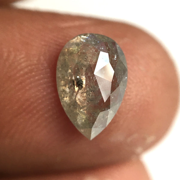 1.25 Ct Pear Cut Natural Loose Diamond, 9.62 x 6.48 x 2.30 mm Fancy Gray Rose Cut Pear Cut Natural Loose Diamond SJ77-25