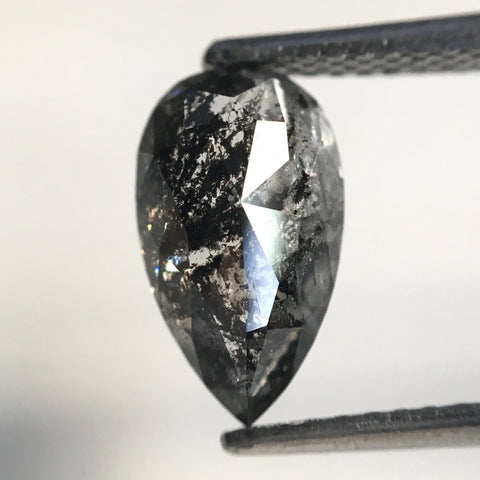 1.72 Ct Pear Cut Salt and Pepper Natural Loose Diamond, 10.22 x 5.94 x 3.46 MM Fancy Gray Rose Cut Pear Cut Natural Loose Diamond SJ77-54