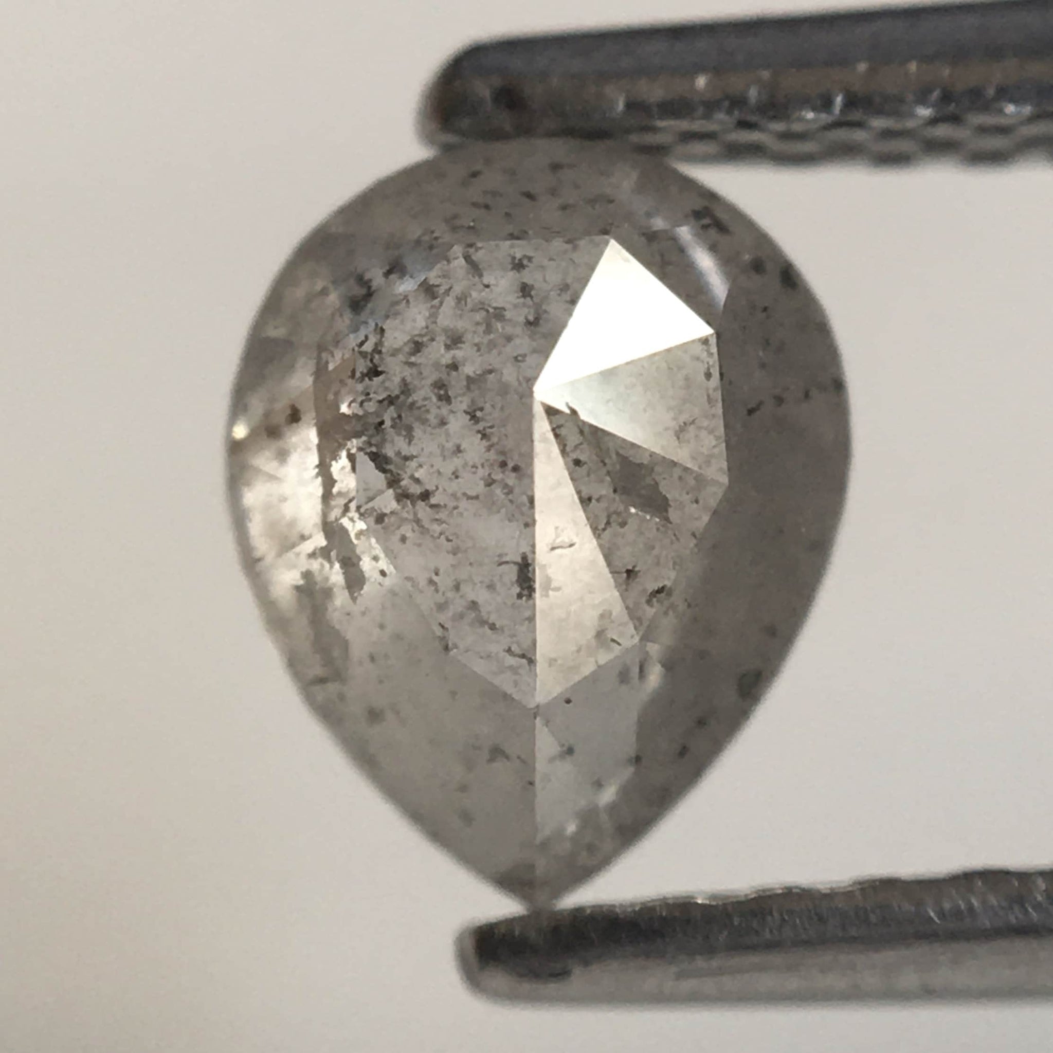 0.74 Ct Pear Cut Salt and Pepper Natural Loose Diamond, 6.26 mm x 5.08 mm x 3.05 mm Fancy Gray Rose Cut Pear Cut Natural Diamond SJ77-60
