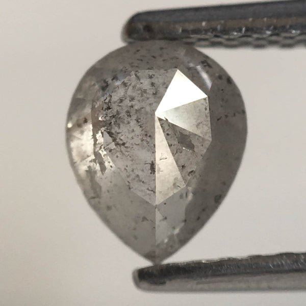 0.74 Ct Pear Cut Salt and Pepper Natural Loose Diamond, 6.26 mm x 5.08 mm x 3.05 mm Fancy Gray Rose Cut Pear Cut Natural Diamond SJ77-60