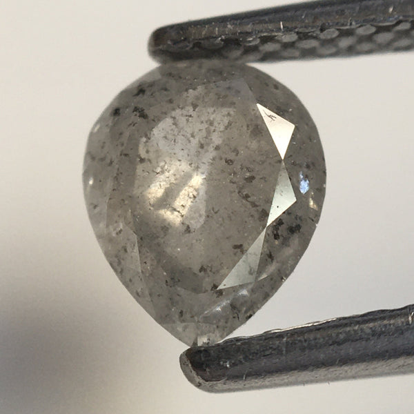 0.74 Ct Pear Cut Salt and Pepper Natural Loose Diamond, 6.26 mm x 5.08 mm x 3.05 mm Fancy Gray Rose Cut Pear Cut Natural Diamond SJ77-60