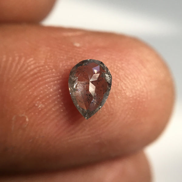 0.45 Ct Pear Cut Salt and Pepper Natural Loose Diamond, 6.18 x 4.43 x 2.22 mm Fancy Gray Rose Cut Pear Cut Natural Loose Diamond SJ77-62