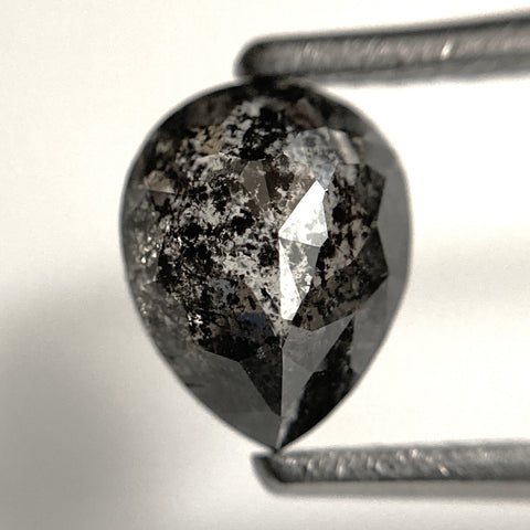 1.40 Ct Pear Shape natural loose diamond, salt and pepper diamond, 7.45 mm x 5.83 mm x 3.71 mm Rose-Cut pear shape natural diamond SJ102-05