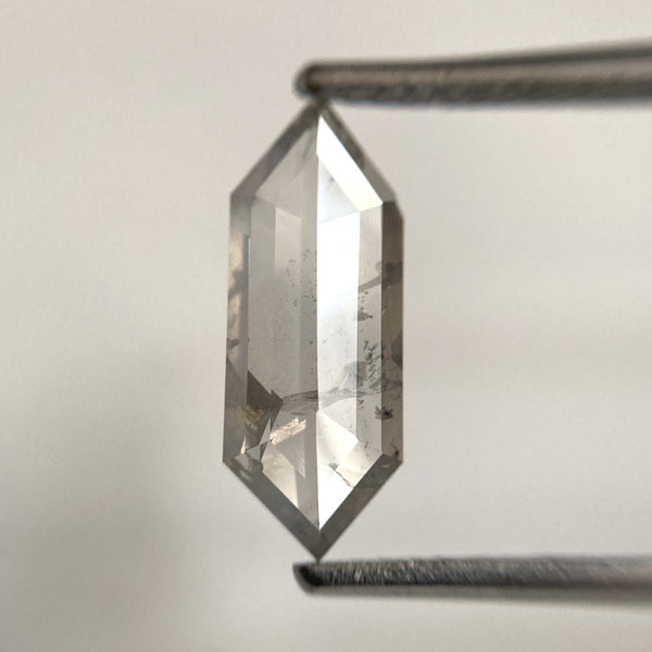 1.54 Ct Hexagon Shape Salt and Pepper Natural loose diamond, 13.26 mm x 4.98 mm x 2.0 5mm Long Hexagonal shape natural diamond, SJ103-06