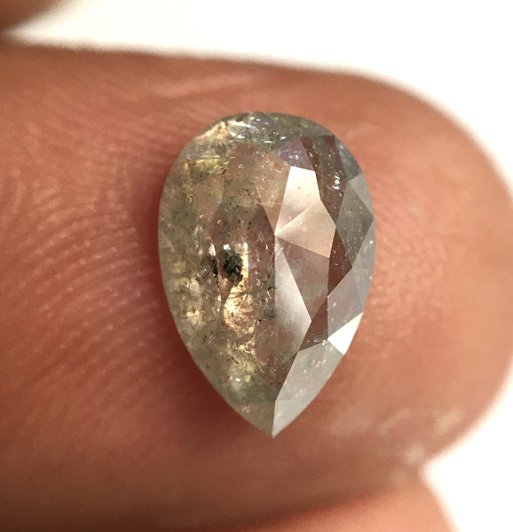 1.25 Ct Pear Cut Natural Loose Diamond, 9.62 x 6.48 x 2.30 mm Fancy Gray Rose Cut Pear Cut Natural Loose Diamond SJ77-25