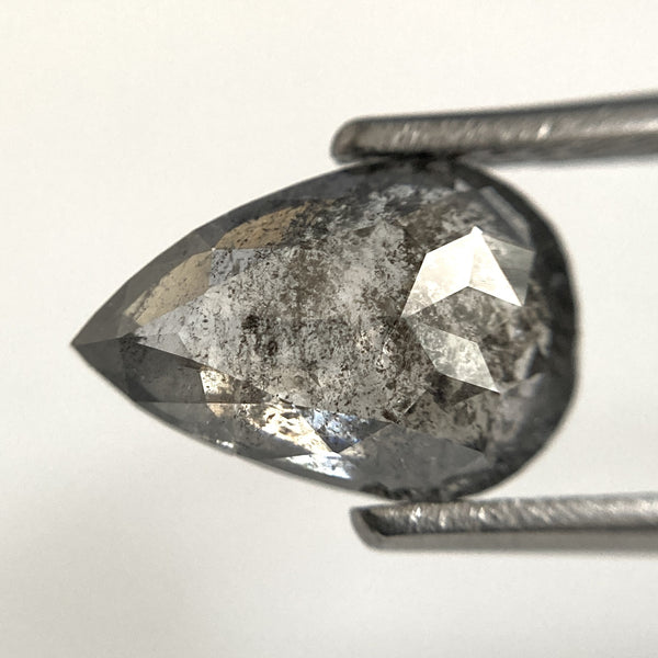 1.81 Ct Pear Shape natural loose diamond, salt and pepper diamond, 10.15 mm x 6.91 mm x 3.15 mm Full-cut pear shape natural diamond SJ103-21