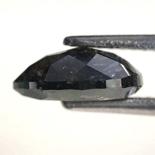 1.68 Ct Pear Cut Salt and Pepper Natural Loose Diamond, 8.84 mm x 6.50 mm x 3.47 mm Fancy Gray Rose Cut Pear Cut Natural Diamond SJ77-55