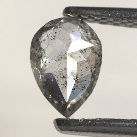 0.45 Ct Pear Cut Salt and Pepper Natural Loose Diamond, 6.18 x 4.43 x 2.22 mm Fancy Gray Rose Cut Pear Cut Natural Loose Diamond SJ77-62