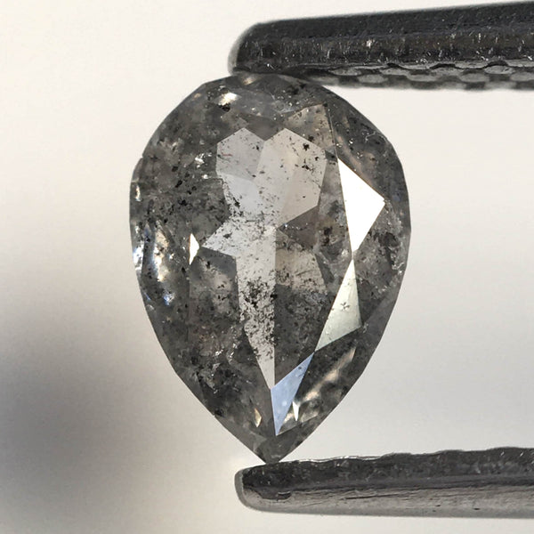 0.45 Ct Pear Cut Salt and Pepper Natural Loose Diamond, 6.18 x 4.43 x 2.22 mm Fancy Gray Rose Cut Pear Cut Natural Loose Diamond SJ77-62