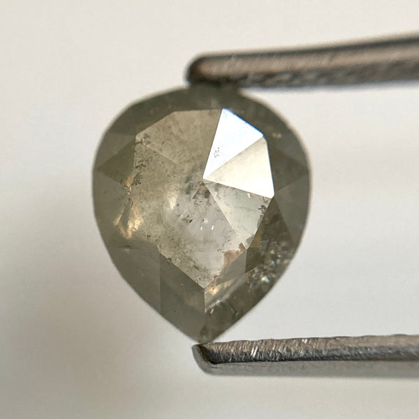 Genuine 1.15 Ct Fancy Grey Color 8.00 mm X 6.70 mm Pear Cut Loose Natural Diamond, Grey Rose Cut Pear Natural Loose Diamond SJ30/39