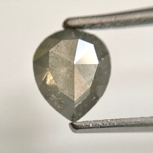 1.13 Ct Fancy Grey Color 8.00 mm X 6.70 mm X 2.90 mm Pear Cut Loose Natural Diamond, Grey Rose Cut Pear Natural Loose Diamond SJ30/41