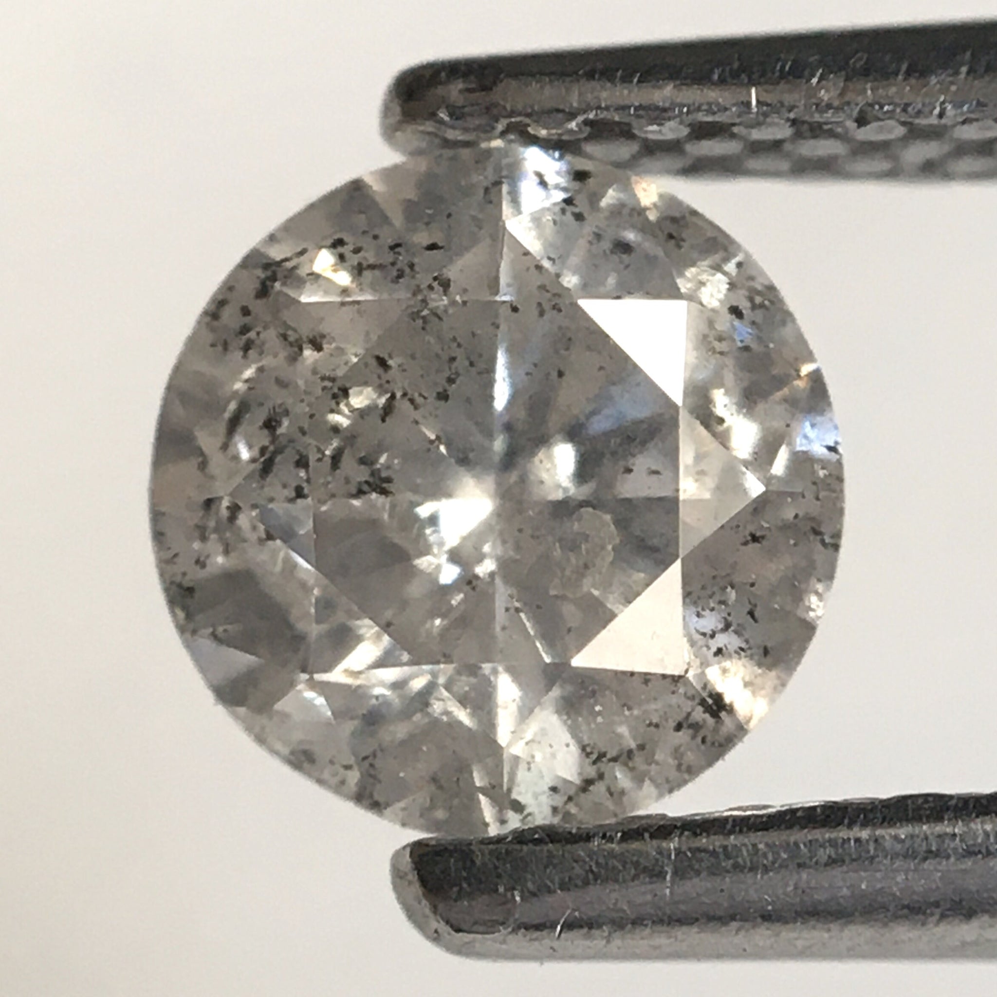 0.60 Ct, Natural Salt and Pepper Diamonds, 5.32 mm x 3.31 mm Round Brilliant Cut Natural Loose Diamond, SJ78-07