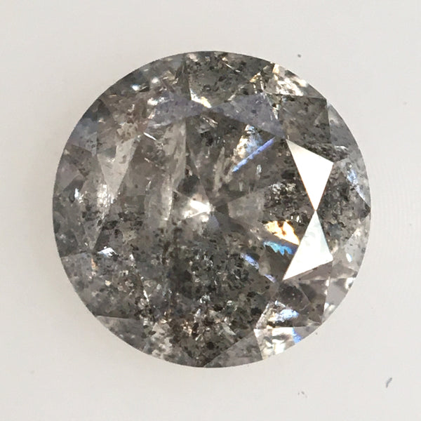 0.70 Ct, Natural Salt and Pepper Diamonds, 5.42 mm x 3.46 mm Round Brilliant Cut Natural Loose Diamond, SJ78-15