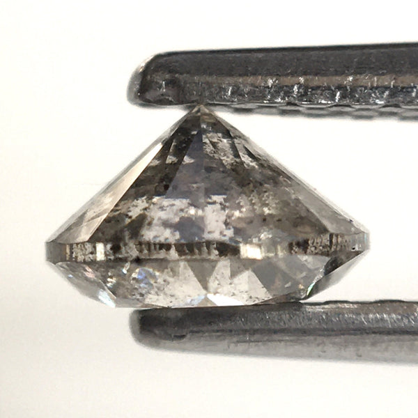 0.60 Ct, Natural Salt and Pepper Diamonds, 5.26 mm x 3.22 mm Round Brilliant Cut Natural Loose Diamond, SJ78-19