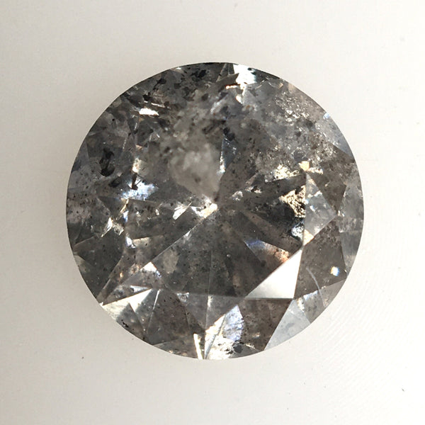 0.60 Ct, Natural Salt and Pepper Diamonds, 5.26 mm x 3.22 mm Round Brilliant Cut Natural Loose Diamond, SJ78-19