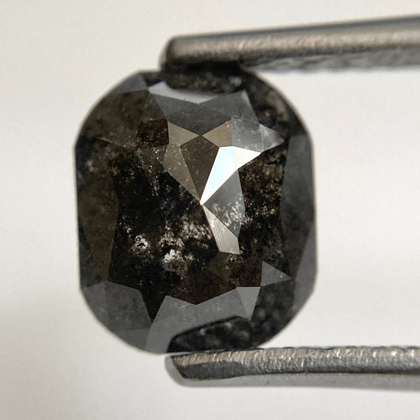 1.46 Ct Natural Oval Shape Dark Grey Transparent Rose cut Diamond, 7.81 mm x 6.70 mm x 3.00 mm Size Rustic Natural Loose Diamond SJ31/31