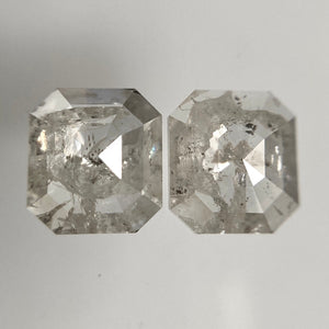 Pair 1.68 Ct Emerald Cut Natural Loose Diamond, 6.50 mm X 5.80 mm x 2.20 mm, Fancy Gray Emerald Loose Diamond SJ23-57