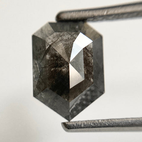 1.27 Ct Genuine Fancy Grey Black Color 8.50 mm X 6.20 mm X 2.60 mm Geometric shape Natural Loose Diamond, Pentagon shape diamond SJ30/35