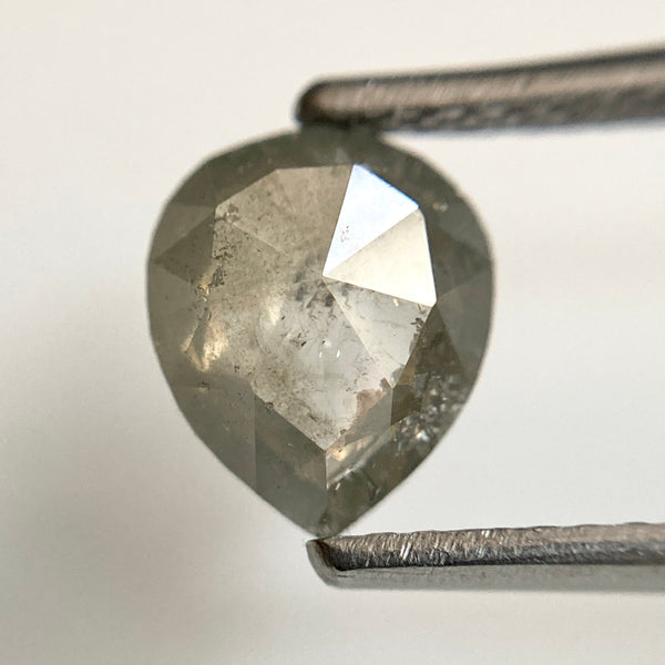 Genuine 1.15 Ct Fancy Grey Color 8.00 mm X 6.70 mm Pear Cut Loose Natural Diamond, Grey Rose Cut Pear Natural Loose Diamond SJ30/39